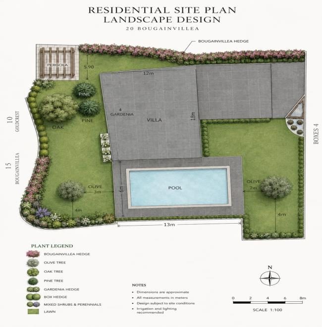 Residential landscape site plan