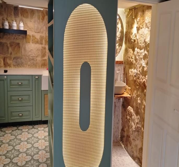 Renovated stone house interior detail